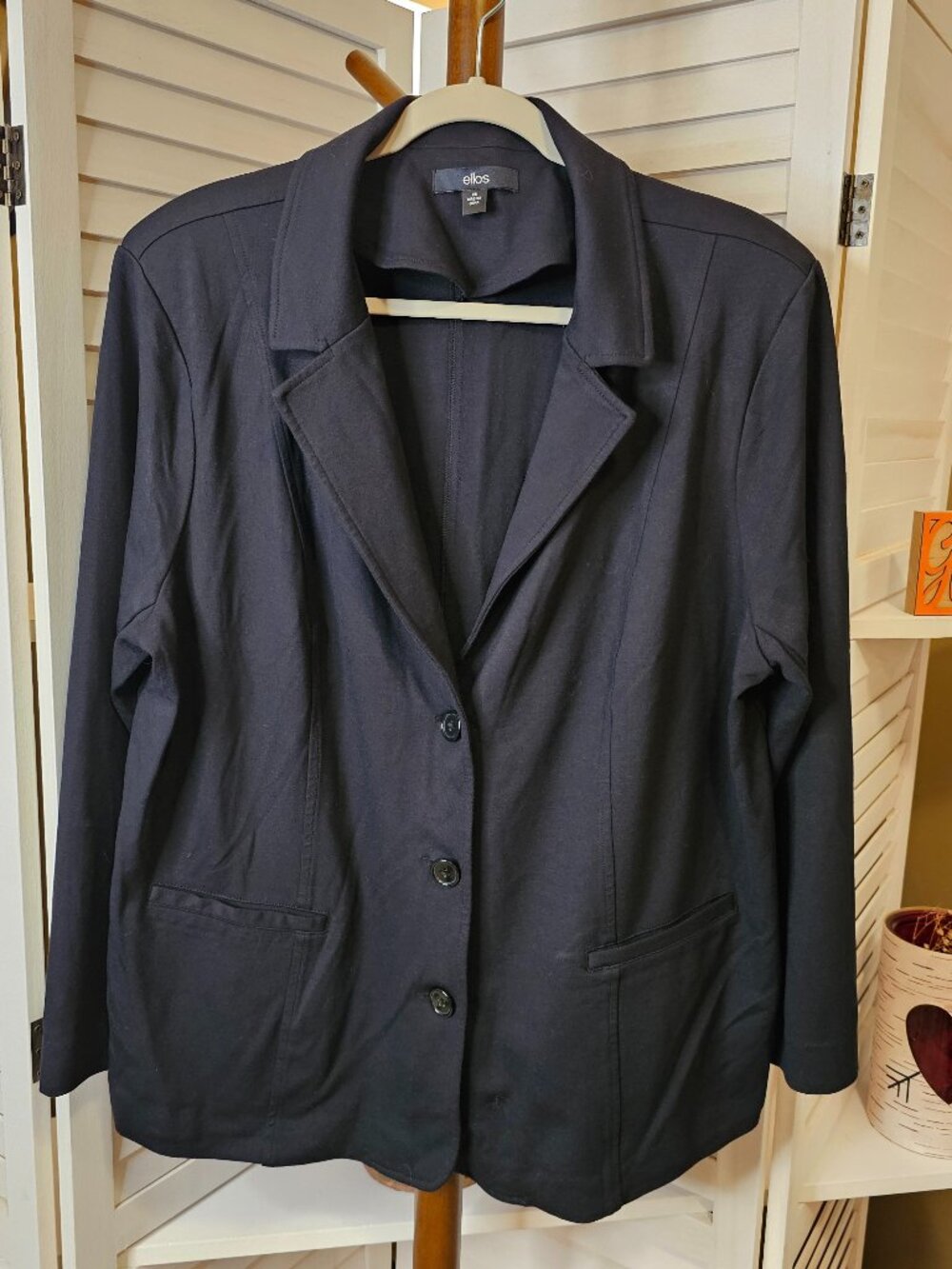Ellos, Plus Size 24, Black, Knit, Blazer, Business Casual, Office